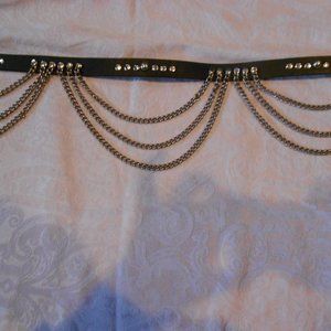 Genuine leather Medium black accent belt with studs
